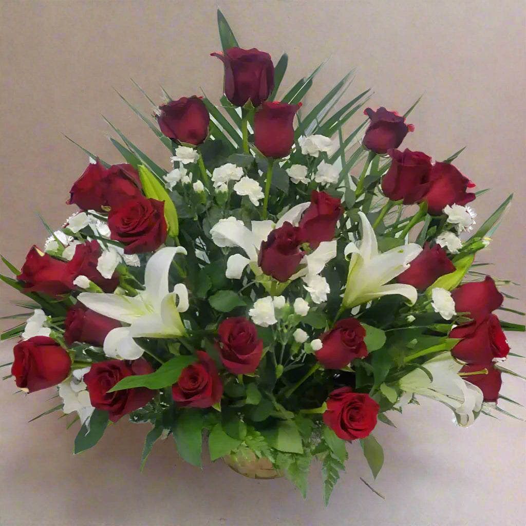 Classic Red Roses Basket