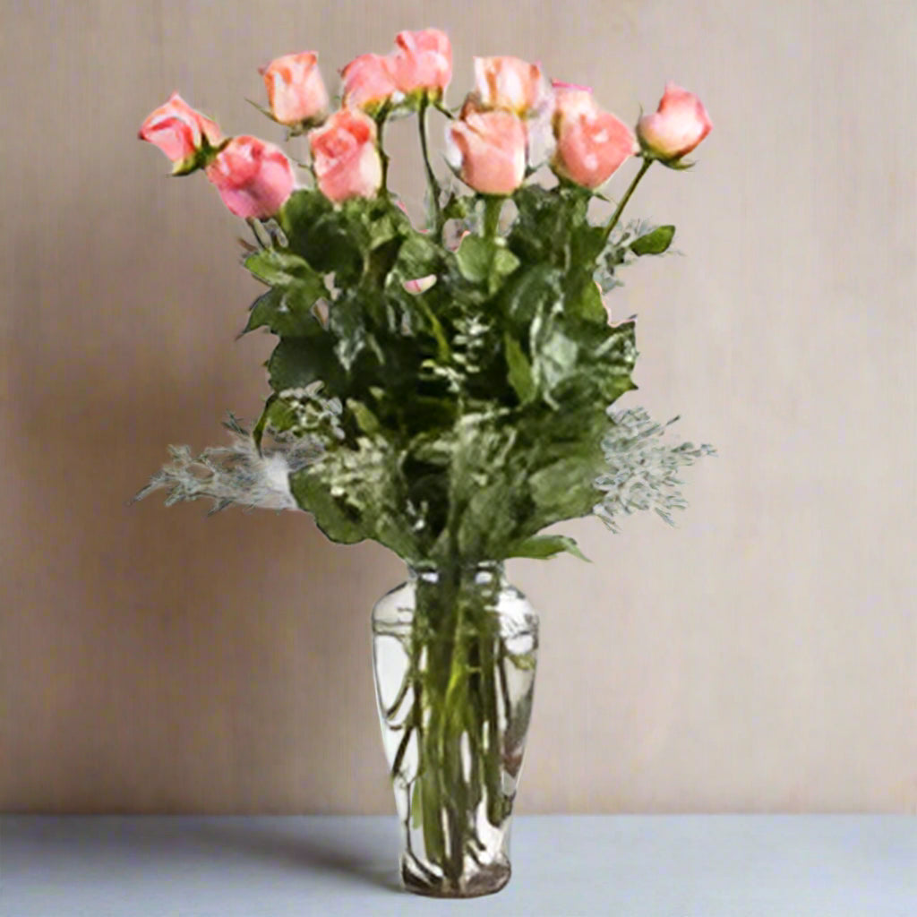 Dozen Long Stemmed Pink Roses