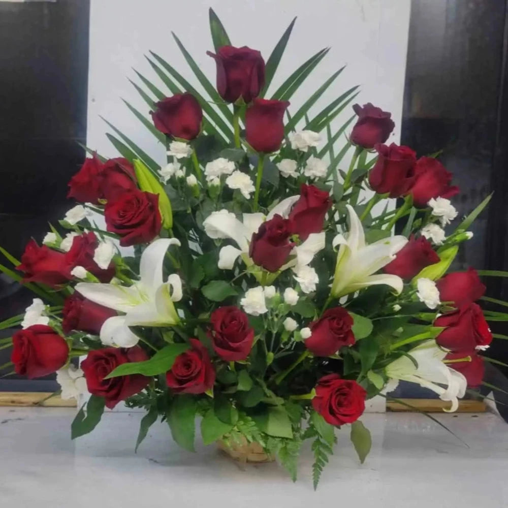 Classic Red Roses Basket