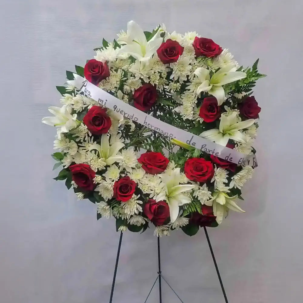 Red and White Wreath Standing